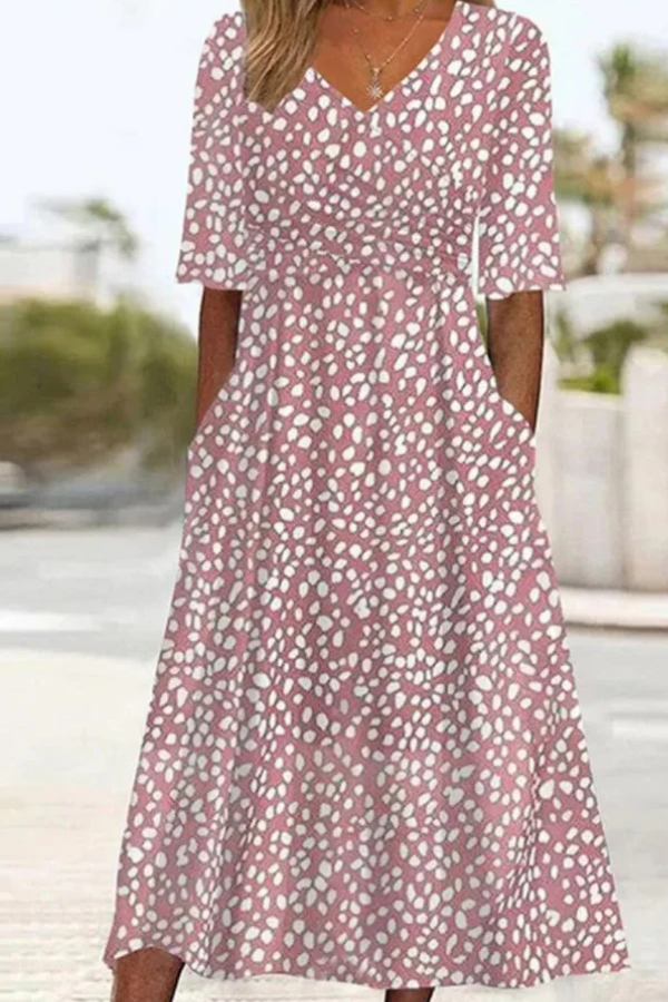 Mabel | Elegant Polka Dot Midi Dress That Flatters the Belly