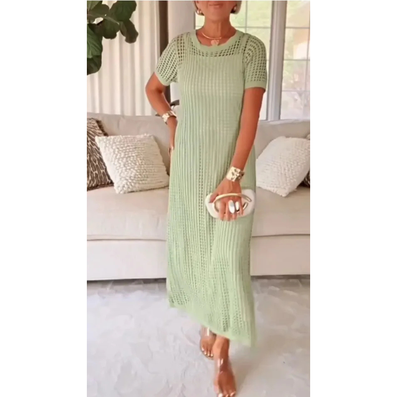 Pauline | Elegant Mid Sleeve Long Maxi Dress
