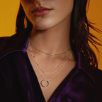 Open Circle Three-Row Necklace | White Gold