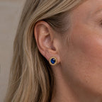 Bella | Oval Blue Stud Earrings