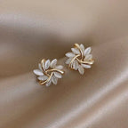 Stud Earrings Opal White