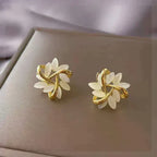 Rosie | White Opal Gold Earrings