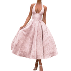 Morgan | Embroidered Halter V-Neck Gown