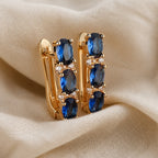 Esme | Princess Cut Blue Drop Earrings