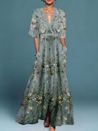 Elissa | Elegant Floral V-neck Dress