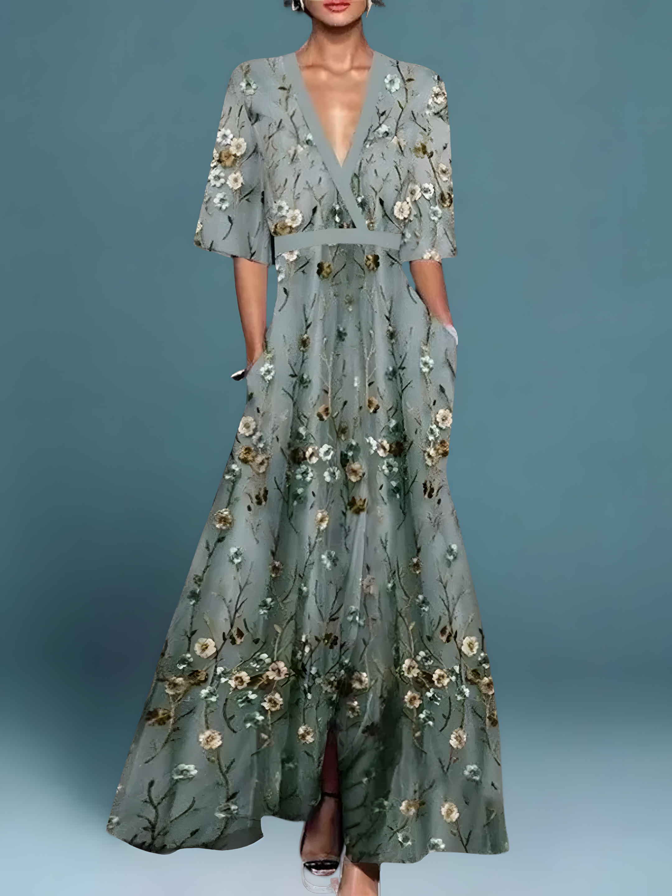 Elissa | Elegant Floral V-neck Dress
