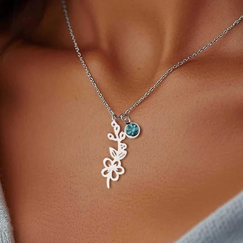 Birth Flower | Birthstone Necklace