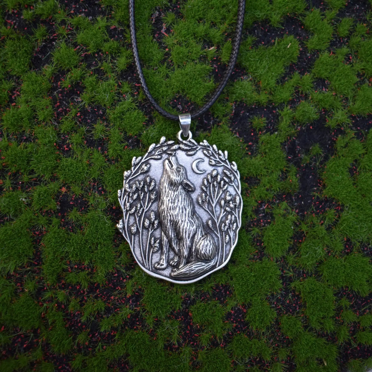 Moon Wolf Spirit Animal Necklace