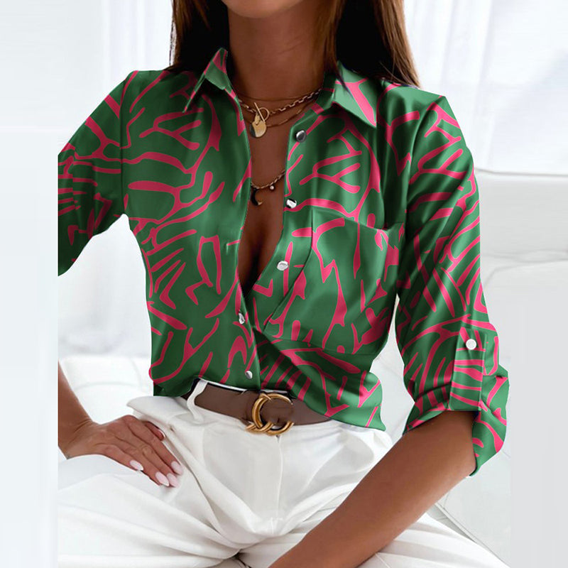 Novalie | Classic Collared Printed Blouse
