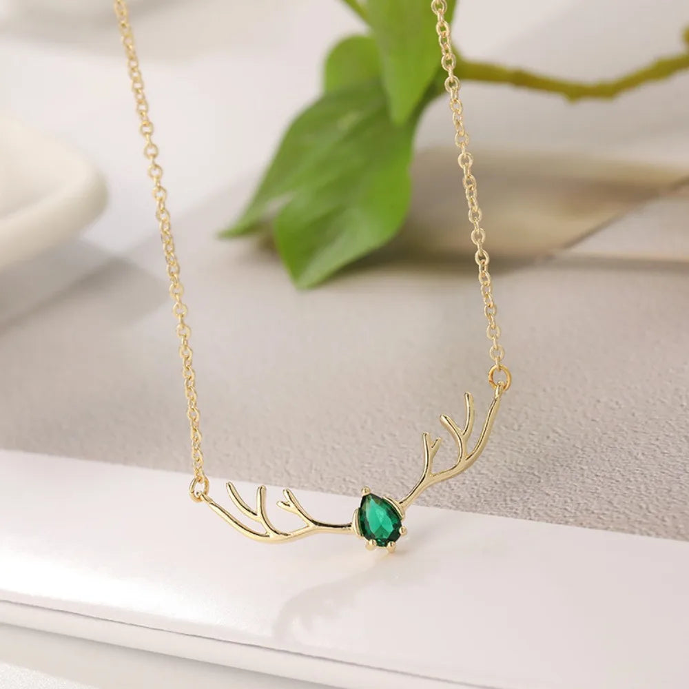 Antler Necklace with Delicate Heart Pendant