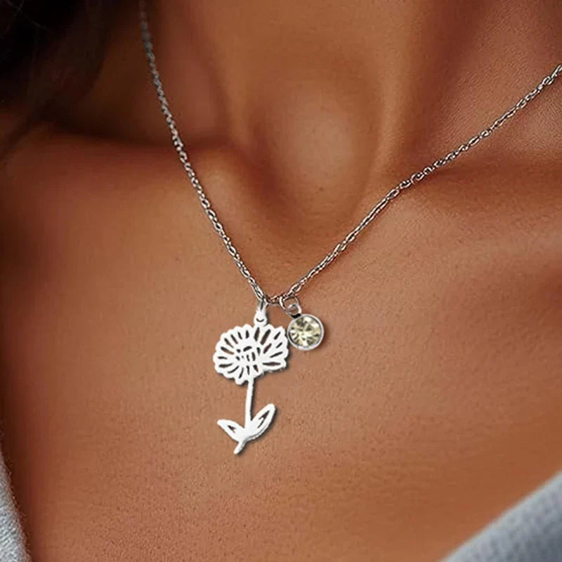 Birth Flower | Birthstone Necklace