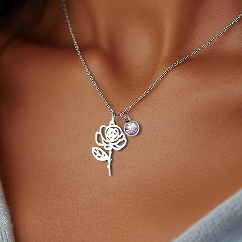 Birth Flower | Birthstone Necklace