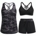 Laura | Sporty Three-Piece Tankini Set with Pockets