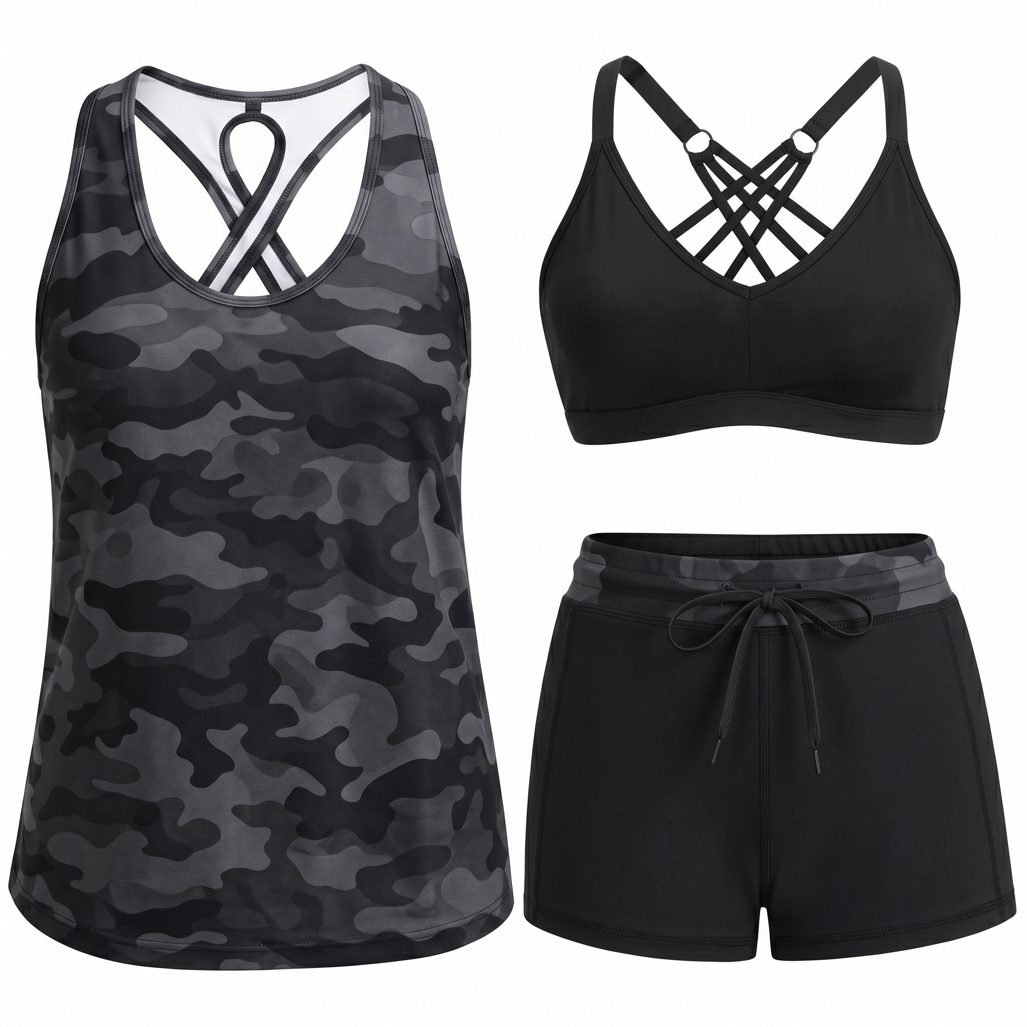 Laura | Sporty Three-Piece Tankini Set with Pockets