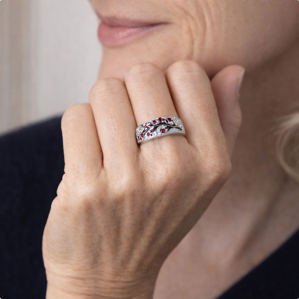 Elena | Ruby Blossom Ring