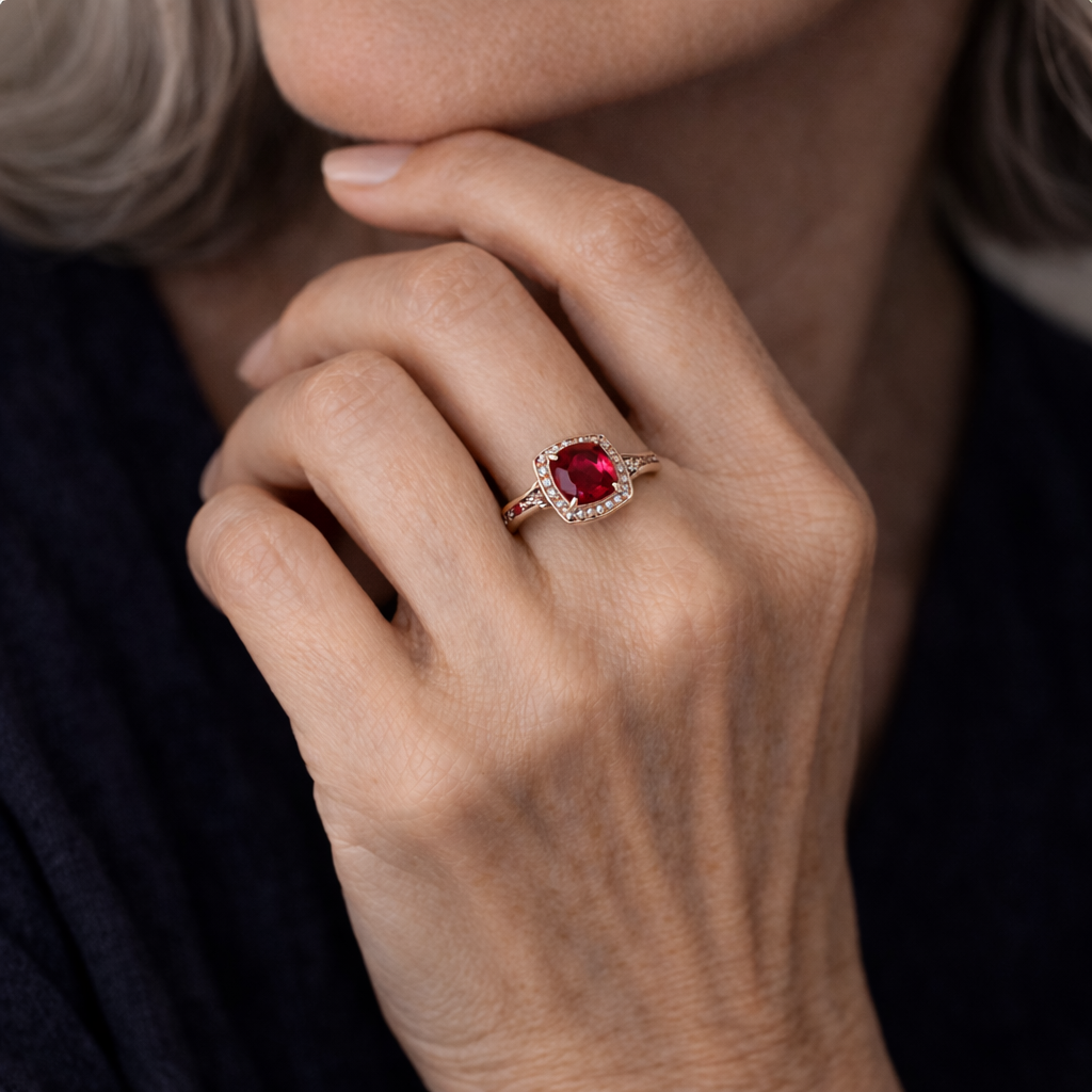 Vivienne | Ruby Halo Ring