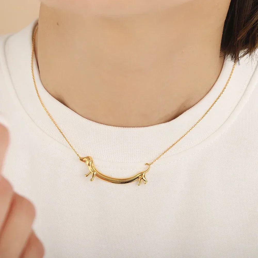 Gold-coloured Dachshund Necklace