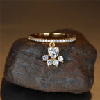 Vintage Cat Paw and Heart Stone Ring