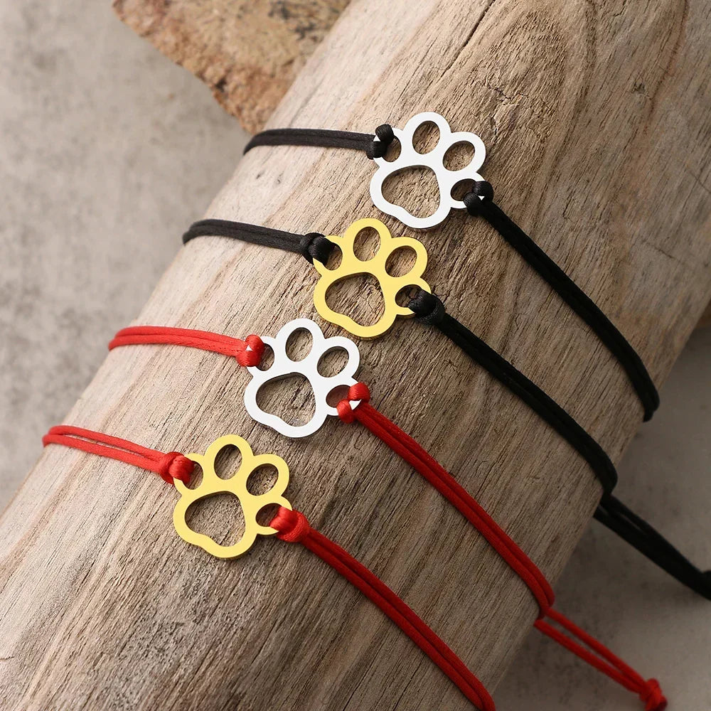 Paw Print Cord Bracelet