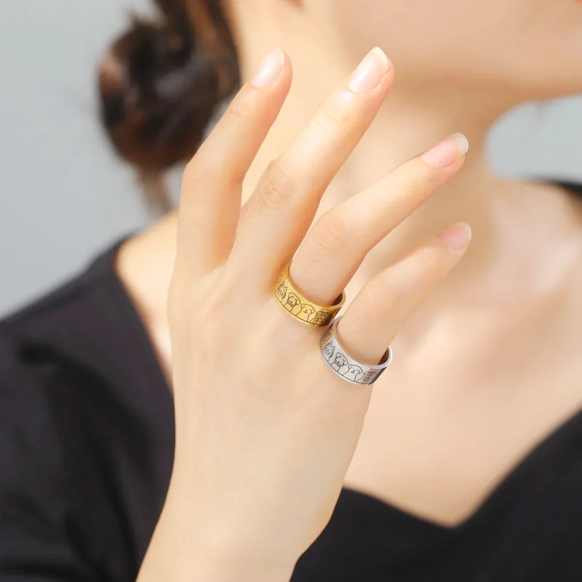 Wide Dog Ring in Stainless Steel
