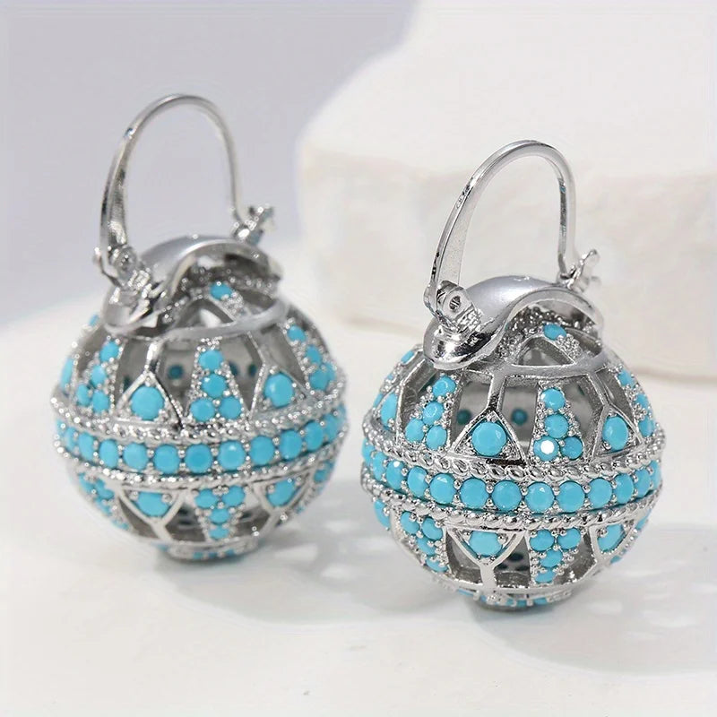 Halcyon | Turquoise Filigree Globe Drop Earrings
