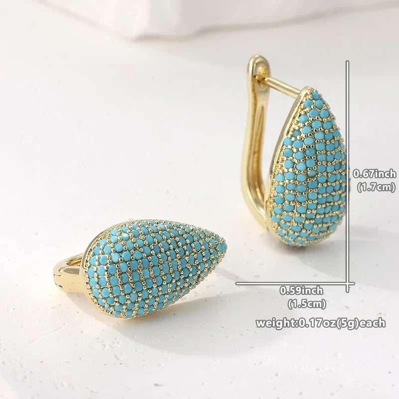 Noor | Turquoise Pave Teardrop Earrings