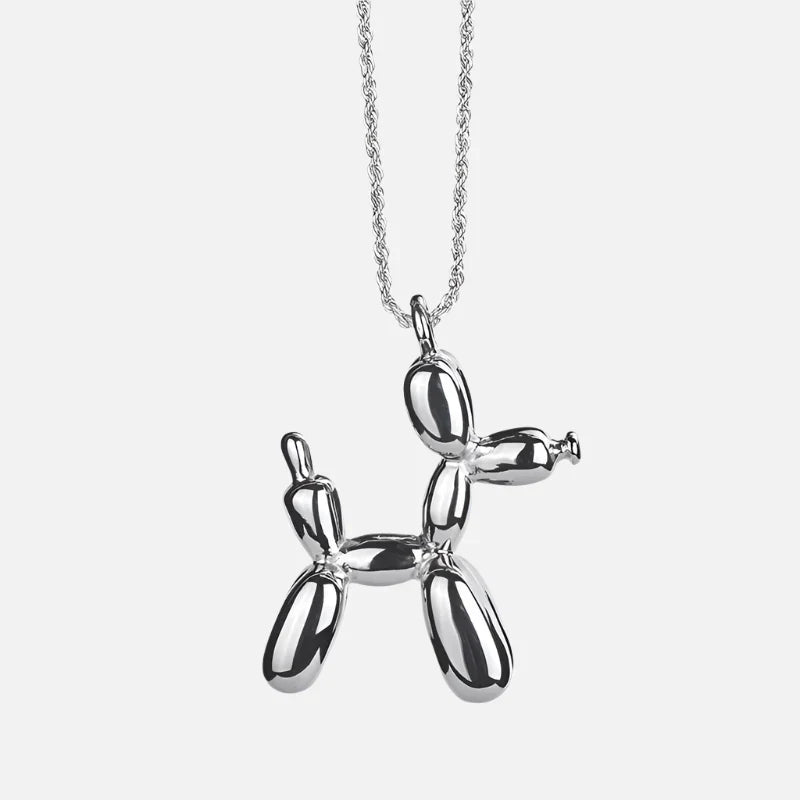 Gold-Coloured Balloon Dog Pendant Necklace