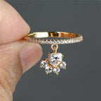 Vintage Cat Paw and Heart Stone Ring