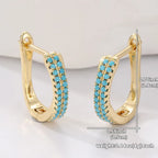 Genevieve | Turquoise Pave Classic Gold Huggie Hoops
