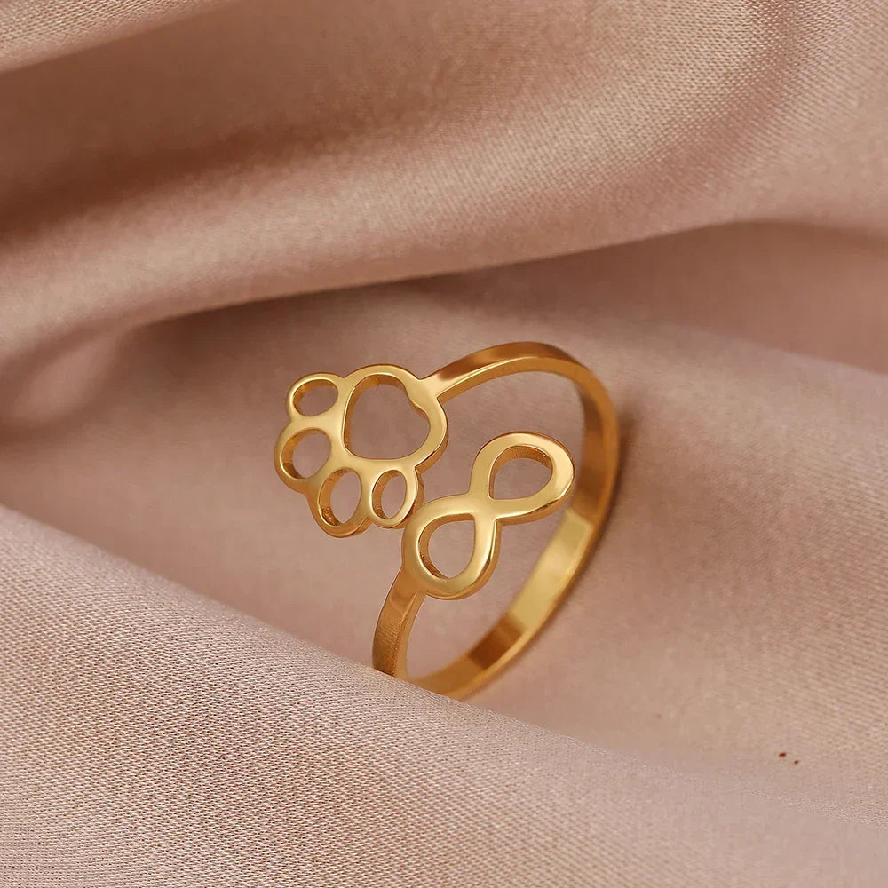 Adjustable Infinity Paw Ring