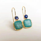 Jennifer | Gold Turquoise Square Drop Earrings