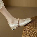 Daisy | Vintage Braided Pearl Strap Shoes