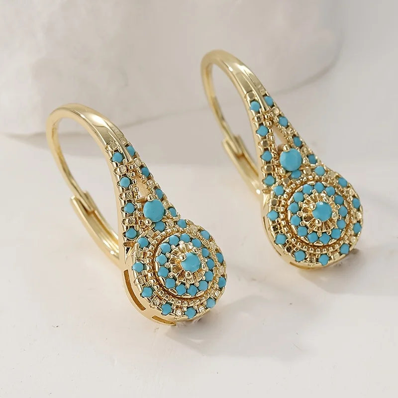 Seraphine | Turquoise Mosaic Teardrop Gold Earrings
