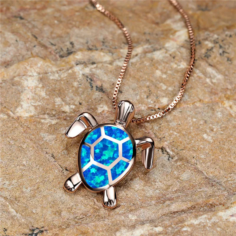 Bastienne | Green Fire Opal Turtle Necklace