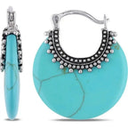 Lucinda | Silver Turquoise Hoop Earrings