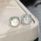 Perrine | Silver White Opal Earrings