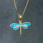 Xanthe | Gold Dragonfly Opal Necklace