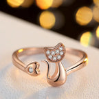 Cute Open Cat Ring with Zirconia