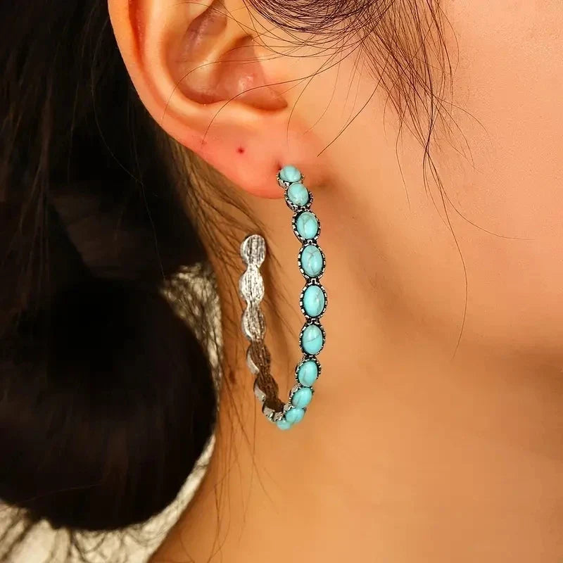 Saskia | Vintage Oval Silver Hoop Earrings