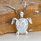 Bastienne | Green Fire Opal Turtle Necklace