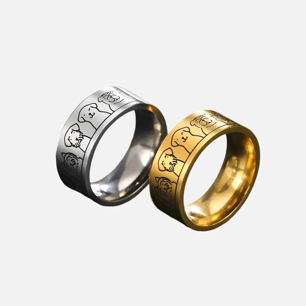 Wide Dog Ring in Stainless Steel