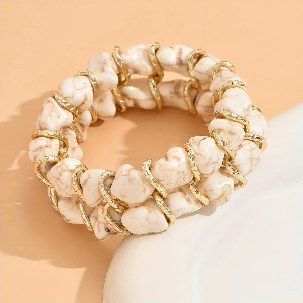 Wilhelmina | Turquoise Stone Woven Gold Bracelet