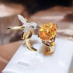 Adjustable Hummingbird Gemstone Ring