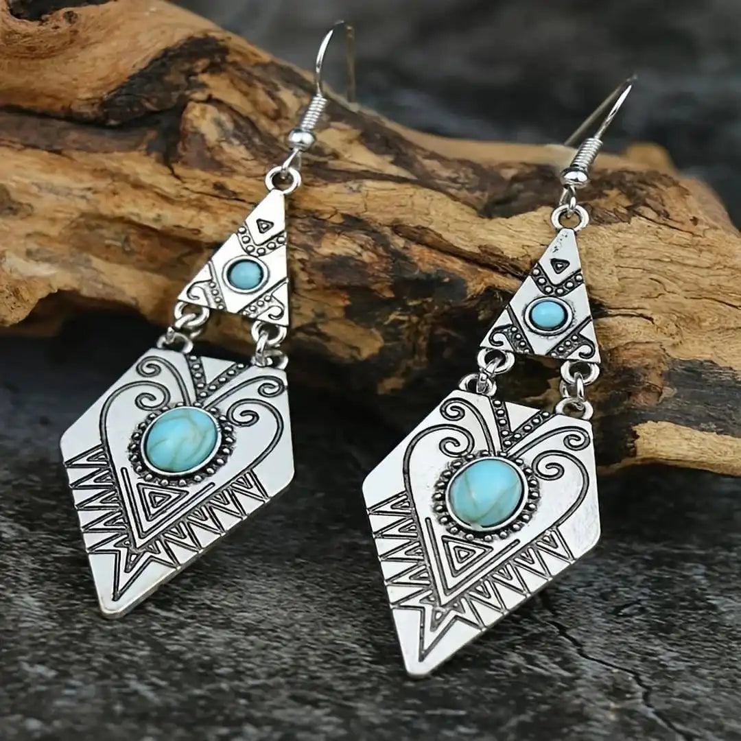 Lydia | Turquoise Rhombus Drop Earrings