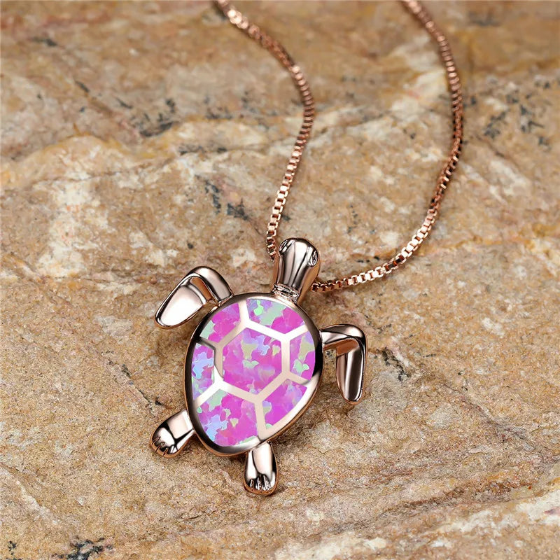 Bastienne | Green Fire Opal Turtle Necklace