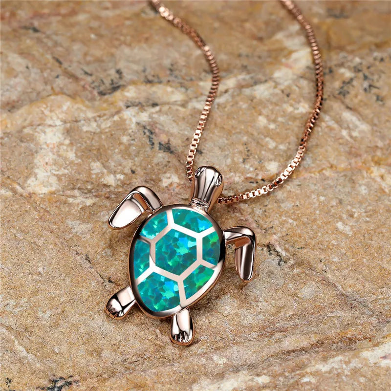 Talia | Opal Turtle Pendant Necklace