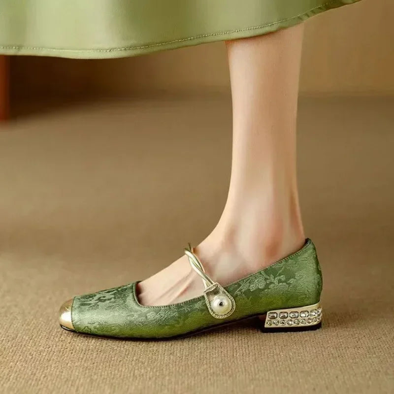 Daisy | Vintage Braided Pearl Strap Shoes