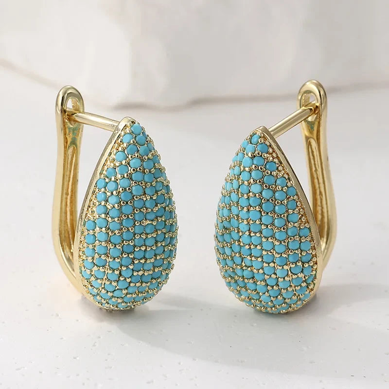 Noor | Turquoise Pave Teardrop Earrings