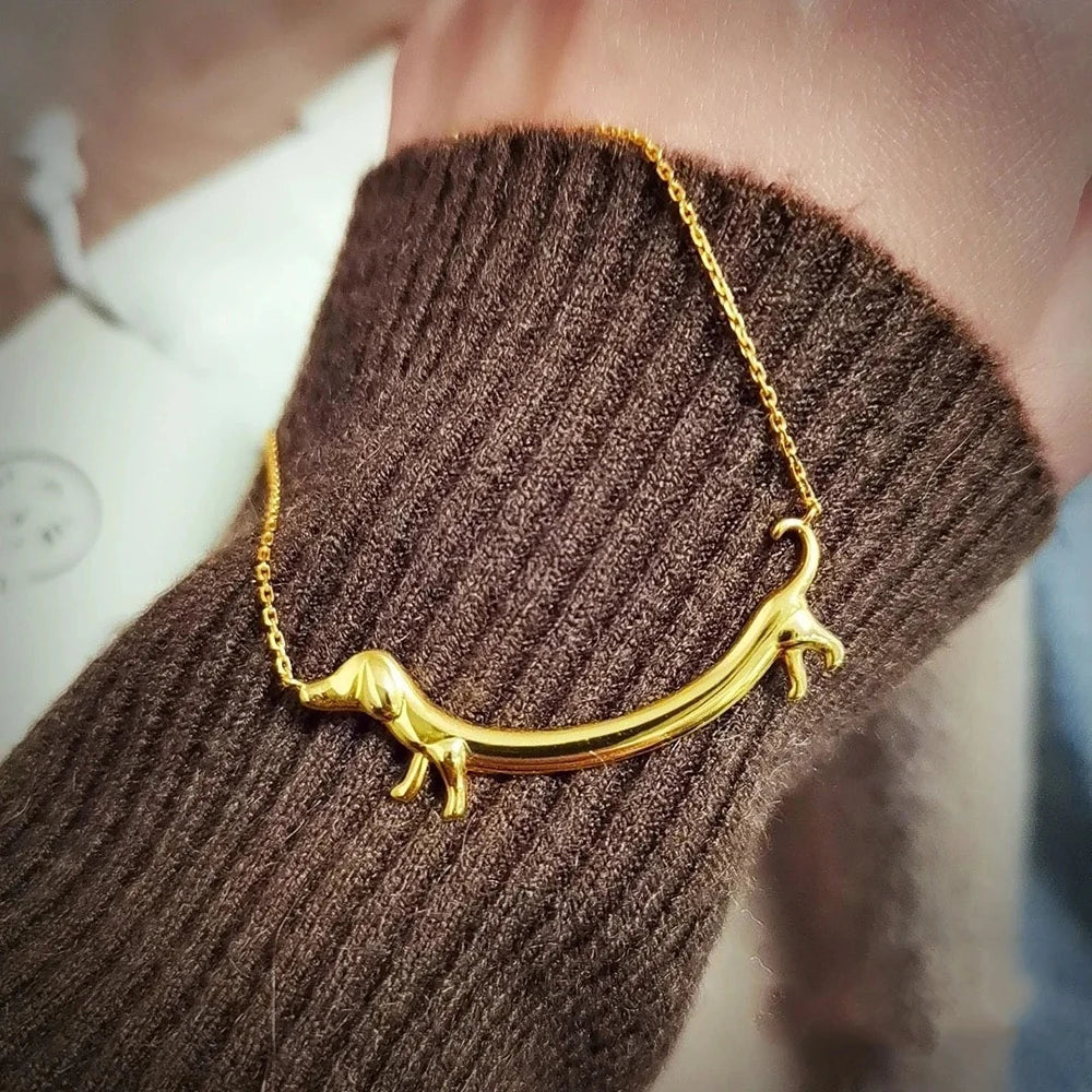 Gold-coloured Dachshund Necklace
