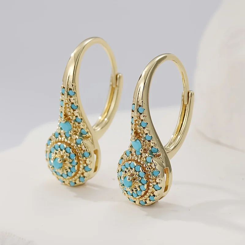 Seraphine | Turquoise Mosaic Teardrop Gold Earrings